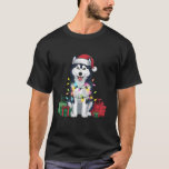 Camiseta Xmas Lighting Santa Hat Alaskan Rouco Dog Christma<br><div class="desc">Natal do Cão Rouco de Santa Hat no Alaska</div>