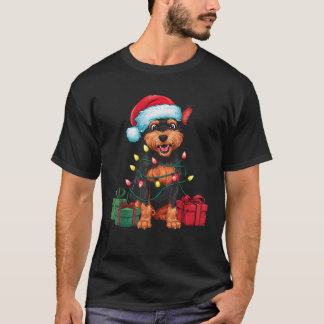 Camiseta Xmas Lighting Santa Hat Cristo de Cães Detidos Chi