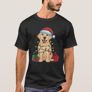 Camiseta Xmas Lighting Santa Hat Labrador Retriever Dog Chr