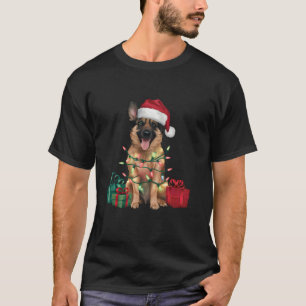 Camiseta Xmas Lighting Santa Hat Malinois Dog belga Chris