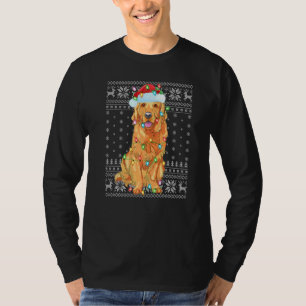 Camiseta Xmas Lighting Santa Hat Ouro Feio Chri