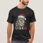 Camiseta Xmas Lighting Santa Hat Scottish Fold Cat Christma<br><div class="desc">Natal do Papai Noel com dobra escocesa</div>