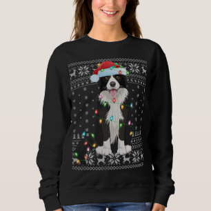 Camiseta Xmas Lighting Santa Hat Ugly Border Collie Christm