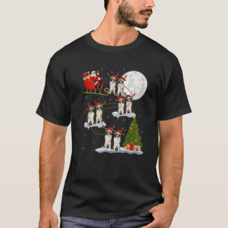 Camiseta Xmas Lighting Santa Riding Australian Shepherd Chr