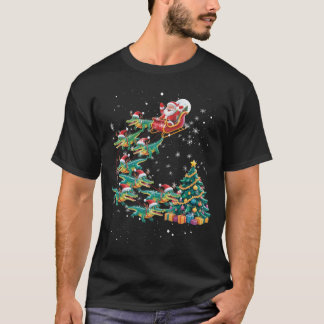 Camiseta Xmas Lighting Tree Santa Riding Alligator Sleigh C