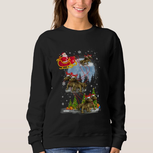 Camiseta Xmas Lighting Tree Santa Riding Komodo Dragon Chri (Frente)