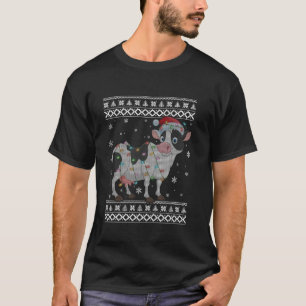 Camiseta Xmas Lighting Vaca Feia Estilo Sweater Santa Hat V