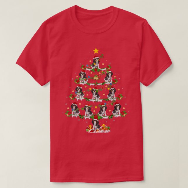 Camiseta Xmas Lights Cavalier King Charles Spaniel Dog Chri (Frente do Design)