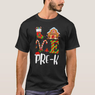 Camiseta Xmas Lights Love Pre K Teacher Christmas