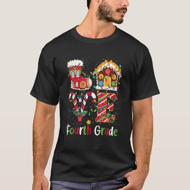 Camiseta Xmas Lights Love Quarto Grau Professor Natal (Frente)