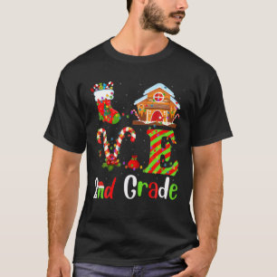 Camiseta Xmas Lights Love Segundo Grade Teacher Christmas