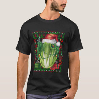 Camiseta Xmas Luz Feia Santa Chapéu Vegetal Alface Chris