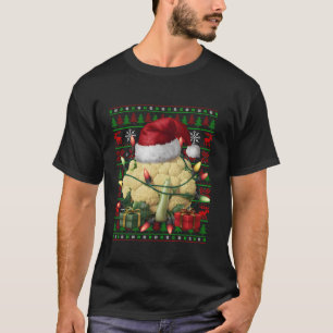 Camiseta Xmas Luzes Feias de Santa Chapéu Vegetal Couve-flo