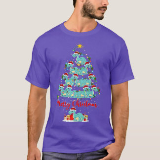 Camiseta Xmas Luzes Papais noeis Engraçados Brontosaurus Di