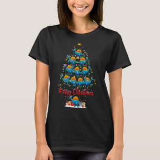 Camiseta Xmas Luzes Papais noeis Engraçados Espinossauro Di