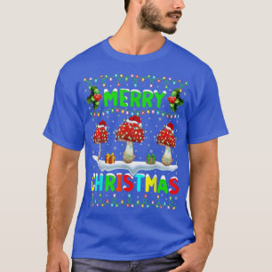 Camiseta Xmas Mushroom Lighting Santa Hat Feliz Natal M