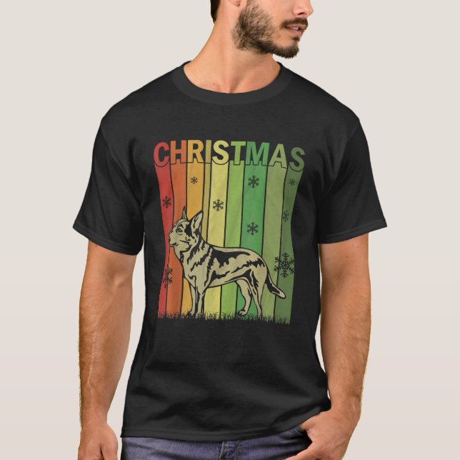 Camiseta Xmas Pajamas Matching Retro Australian Cattle Dog  (Frente)