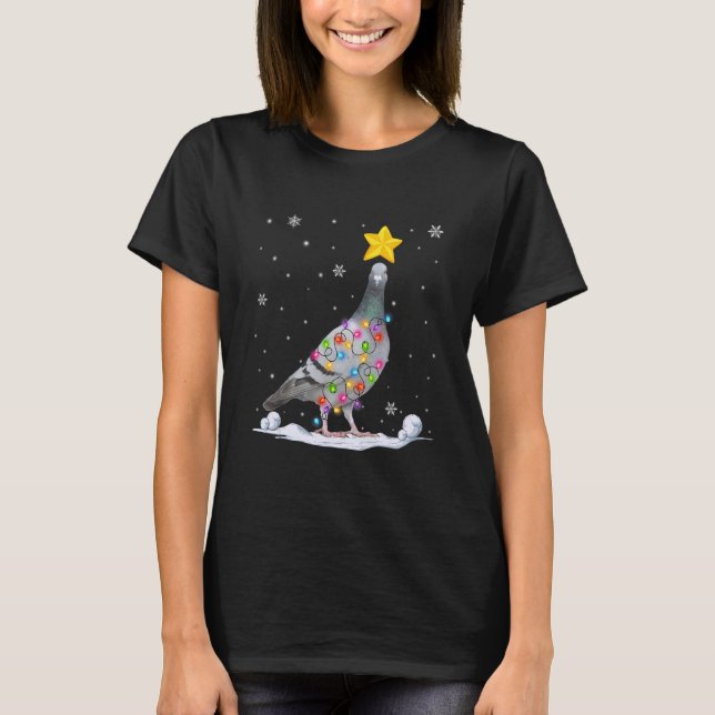Camiseta Xmas Pigeon Animais das Árvores de Natal (Frente)