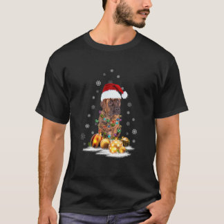 Camiseta Xmas Plott Hound Dog Papais noeis Luzes de Natal R
