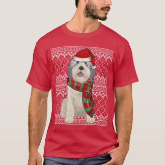 Camiseta Xmas Polish Lowland Sheepdog Santa Claus Hat Ugly 