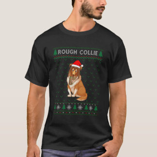 Camiseta Xmas Rough Collie Dog Design Feio De Natal