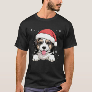 Camiseta Xmas Saint Bernard Dog Wearing Santa Hat Pet Anima