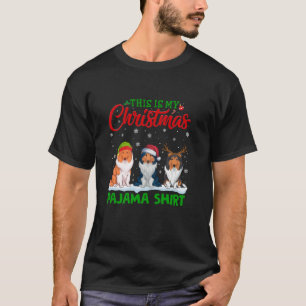 Camiseta Xmas Santa Hat Reindeer Rough Collie Dog Natal