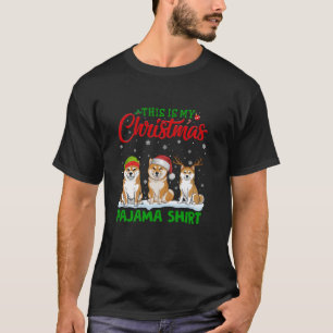 Camiseta Xmas Santa Hat Reindeer Shiba Inu Cão Natal Pa