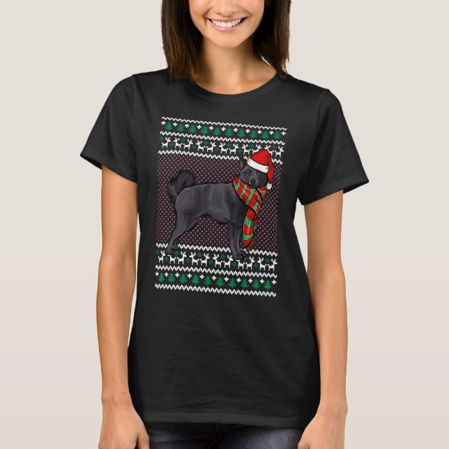 Camiseta Xmas Schipperke Dog Santa Hat Feia Natal (Frente)
