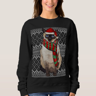 Camiseta Xmas Siamese Cat Santa Claus Hat Feia Natal