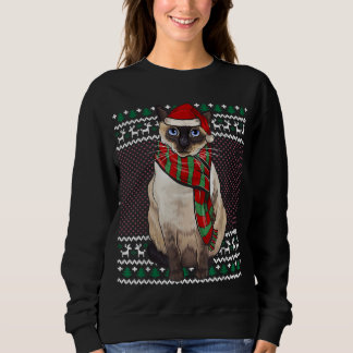 Camiseta Xmas Siamese Cat Santa Hat Feia Natal