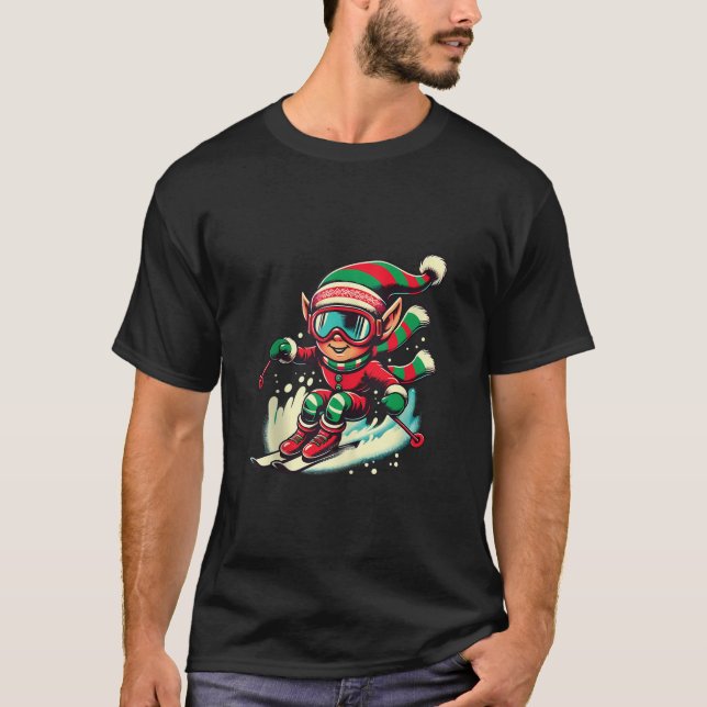 Camiseta Xmas Ski squad team ski lovers Skier Elf skiing Ch (Frente)