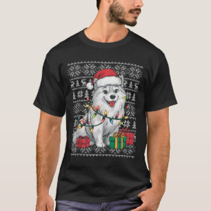 Camiseta Xmas Sweater Style Febre Papai noel Cão Eskimo Ame
