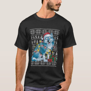 Camiseta Xmas Sweater Style Ugly Santa Hat Arctico Wolf Chr