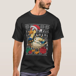 Camiseta Xmas Sweater Style Ugly Santa Hat Mallard Bird Chr