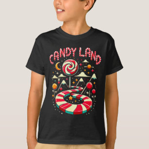 Camiseta Xmas Terra do Chocolate Trilha Arco-íris Doce Cana