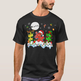 Camiseta Xmas Three Santa Reindeer Elf Autism Awareness Puz