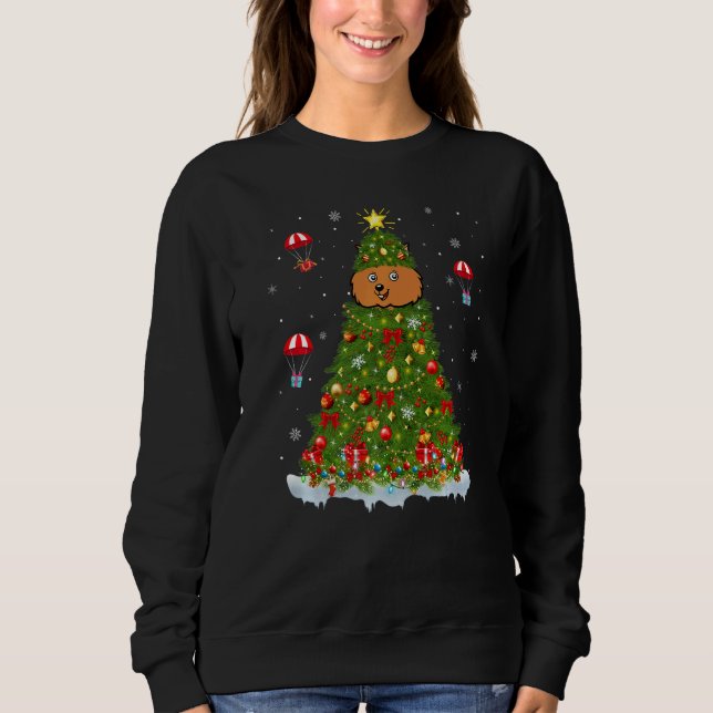 Camiseta Xmas Tree Decorations Lights Santa Quokka Christma (Frente)