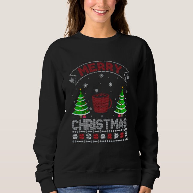 Camiseta Xmas Tree Lighting Men Mulheres Com Cacau Quente C (Frente)