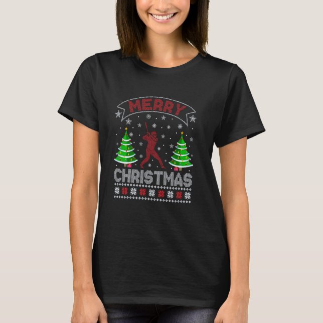 Camiseta Xmas Tree Lighting Men Mulheres Jogador De Softbal (Frente)