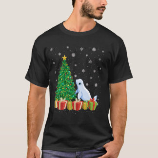 Camiseta Xmas Tree Lighting Santa Hat Beluga Whale Christma