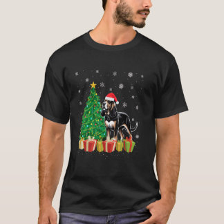 Camiseta Xmas Tree Lighting Santa Hat Bloodound Cristo