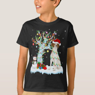 Camiseta Xmas Tree Lighting Santa Hat - Brittany Spaniel Do