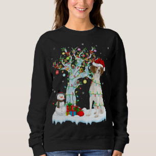 Camiseta Xmas Tree Lighting Santa Hat - Brittany Spaniel Do
