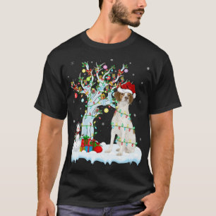 Camiseta Xmas Tree Lighting Santa Hat - Brittany Spaniel Do