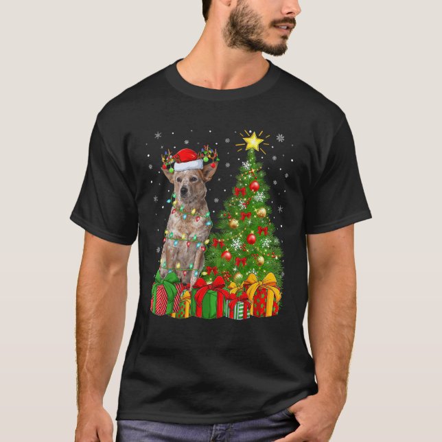 Camiseta Xmas Tree Lighting Santa Hat Cattle na Austrália (Frente)
