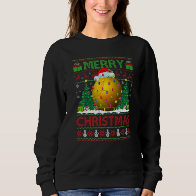 Camiseta Xmas Tree Lights Ugly Santa Beach Volleyball Chris (Frente)