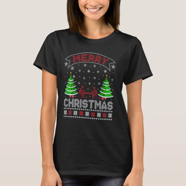 Camiseta Xmas Tree Men Women Mahjong Player Ugly C (Frente)