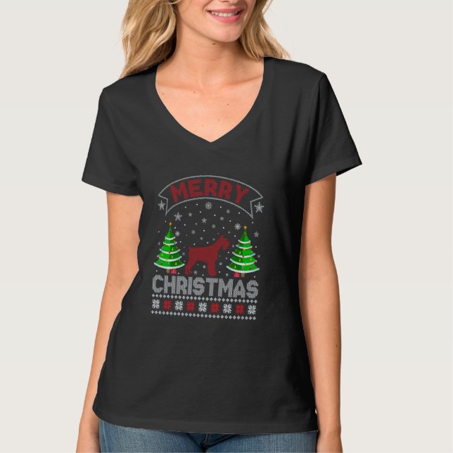 Camiseta Xmas Tree Men Women Schnauzer (Frente)