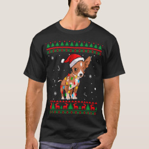Camiseta Xmas Ugly Sweat Christmas Lights Chihuahua Dog L